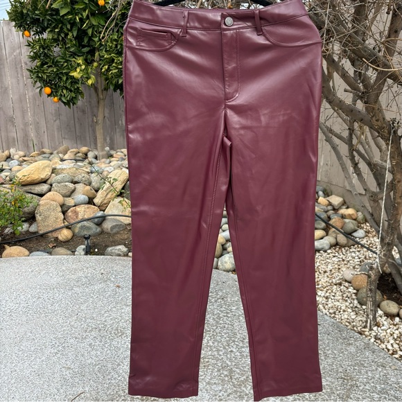 - Joie faux leather pants burgundy NWT straight formal casual soft light size 12 - Picture 5 of 10